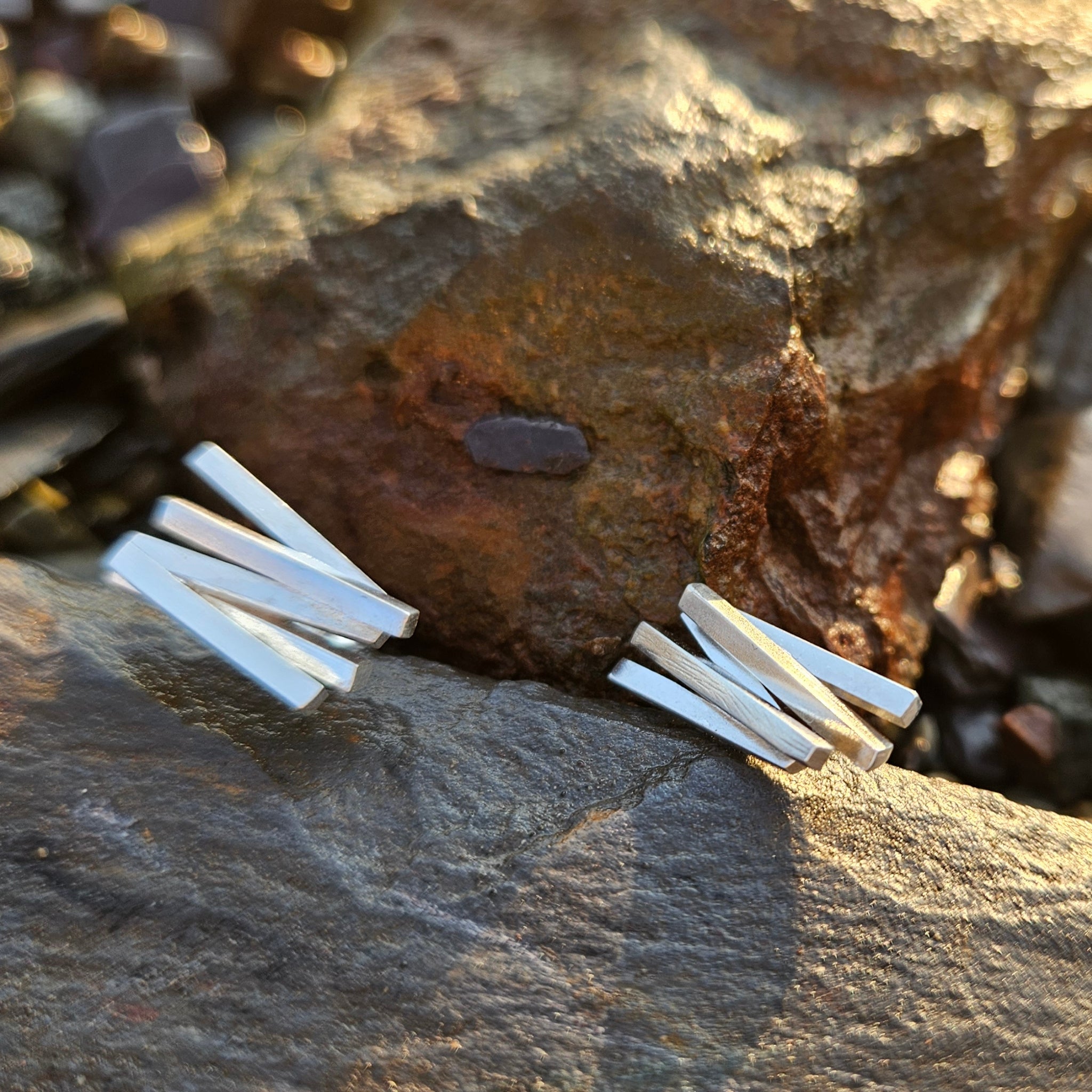 Crawiau Hand-Formed Sterling Silver Ear Studs